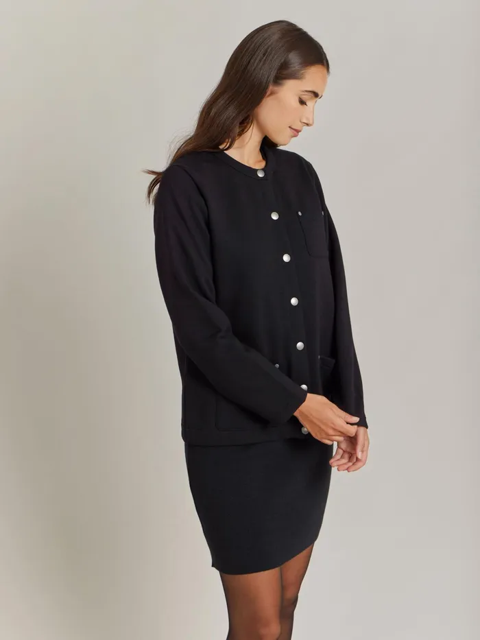 Women Agns B Cardigans Black Cotton Fleece Khelian Cardigan