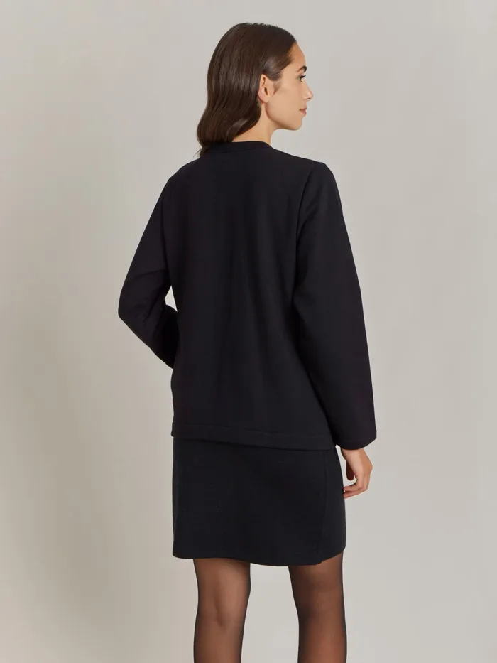 Women Agns B Cardigans Black Cotton Fleece Khelian Cardigan