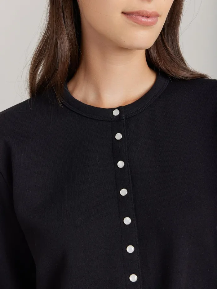 Women Agns B Cardigans Black Cotton Fleece Phone Cardigan