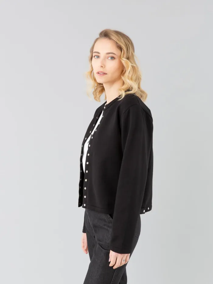 Women Agns B Cardigans Black Fleece Le Classique Snap Cardigan