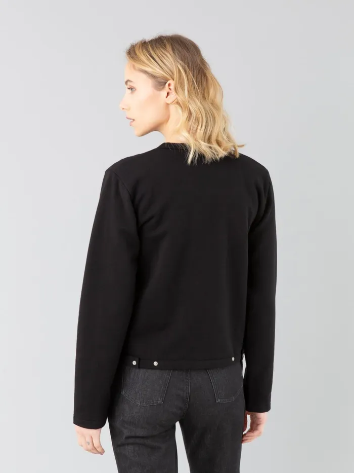 Women Agns B Cardigans Black Fleece Le Classique Snap Cardigan