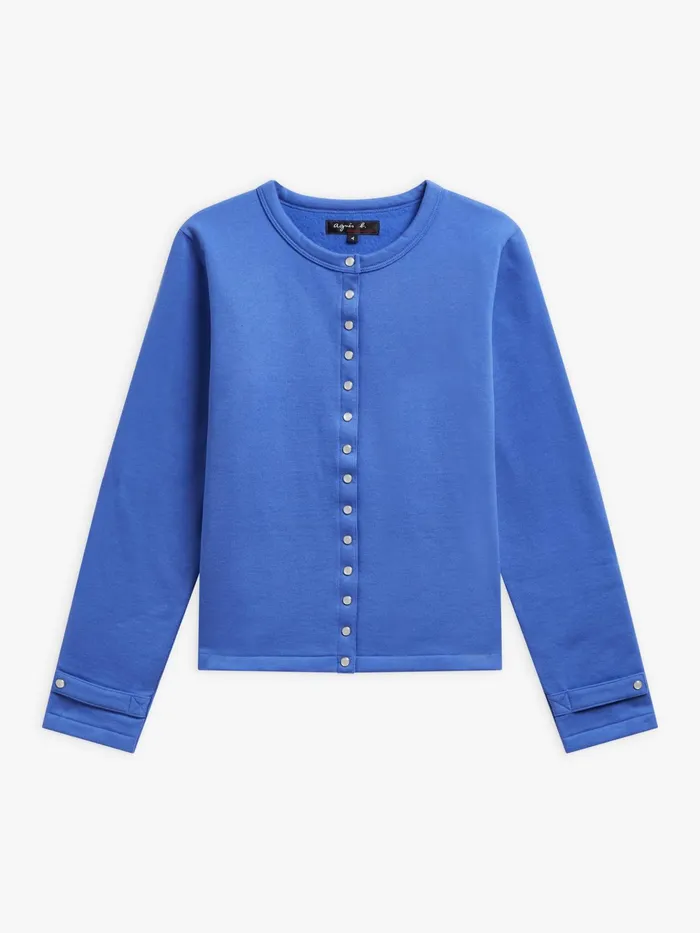 Women Agns B Cardigans Blue Cotton Fleece Rosana Snap Cardigan