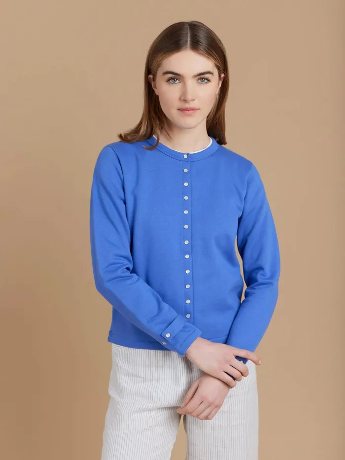 Women Agns B Cardigans Blue Cotton Fleece Rosana Snap Cardigan