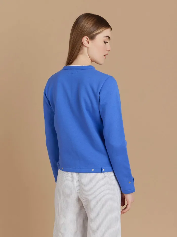 Women Agns B Cardigans Blue Cotton Fleece Rosana Snap Cardigan