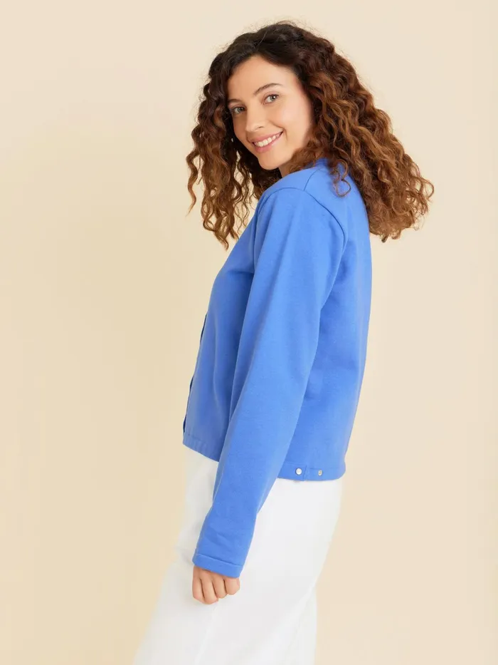 Women Agns B Cardigans Blue Le Classique Fleece Snap Cardigan