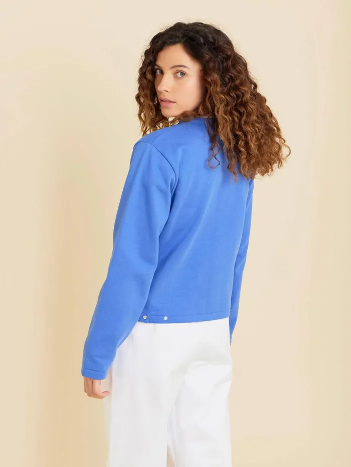 Women Agns B Cardigans Blue Le Classique Fleece Snap Cardigan