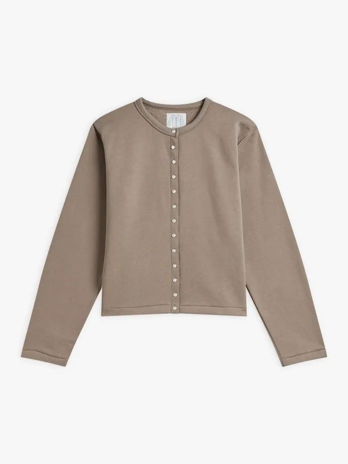 Women Agns B Cardigans Brown Cotton Fleece Snap Cardigan
