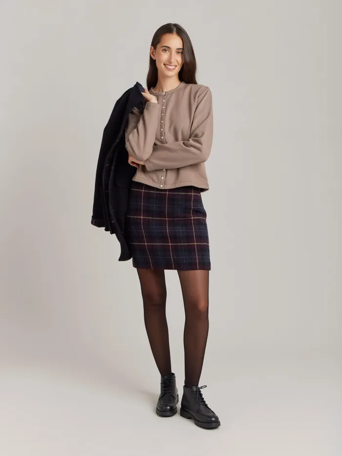Women Agns B Cardigans Brown Cotton Fleece Snap Cardigan