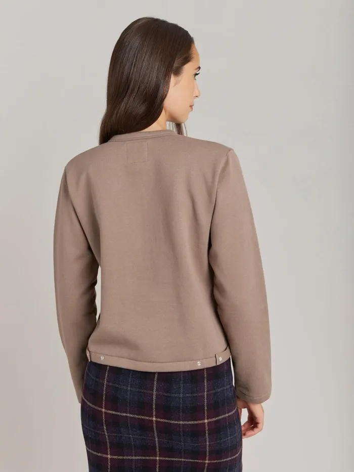 Women Agns B Cardigans Brown Cotton Fleece Snap Cardigan