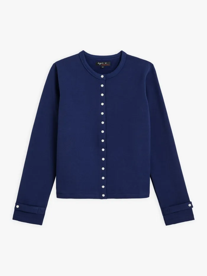 Women Agns B Cardigans Dark Blue Cotton Fleece Rosana Snap Cardigan