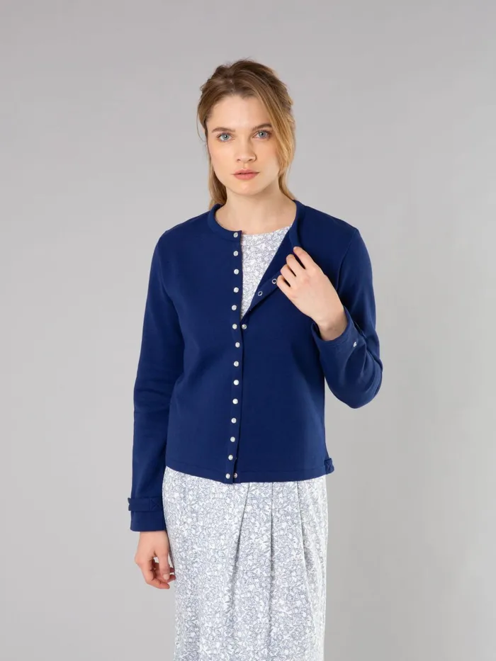 Women Agns B Cardigans Dark Blue Cotton Fleece Rosana Snap Cardigan