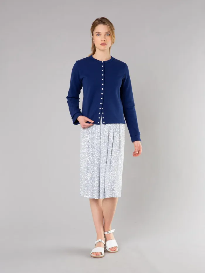 Women Agns B Cardigans Dark Blue Cotton Fleece Rosana Snap Cardigan