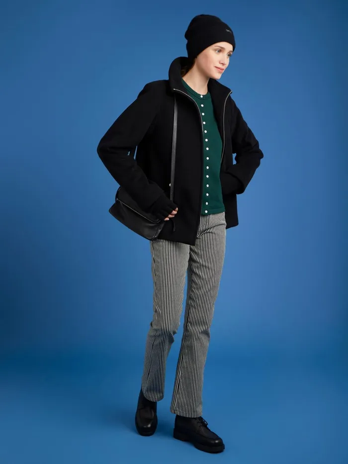 Women Agns B Cardigans Dark Green Cotton Fleece Rosana Snap Cardigan