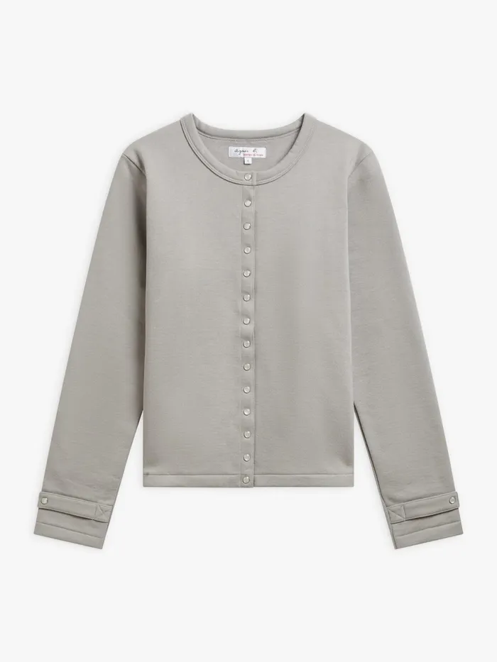 Women Agns B Cardigans Grey Cotton Fleece Rosana Snap Cardigan