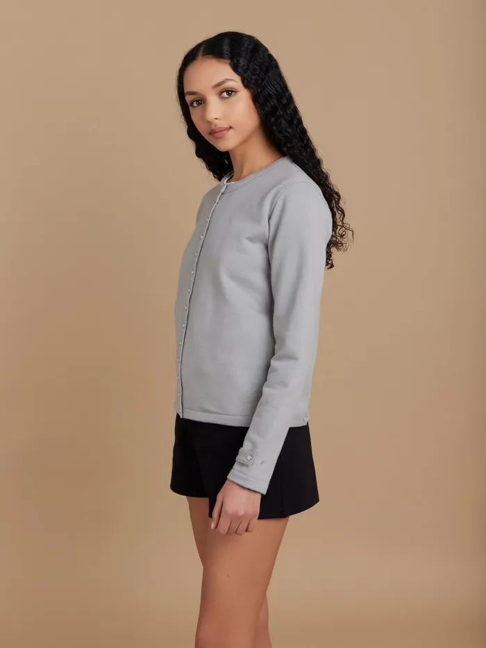 Women Agns B Cardigans Grey Cotton Fleece Rosana Snap Cardigan