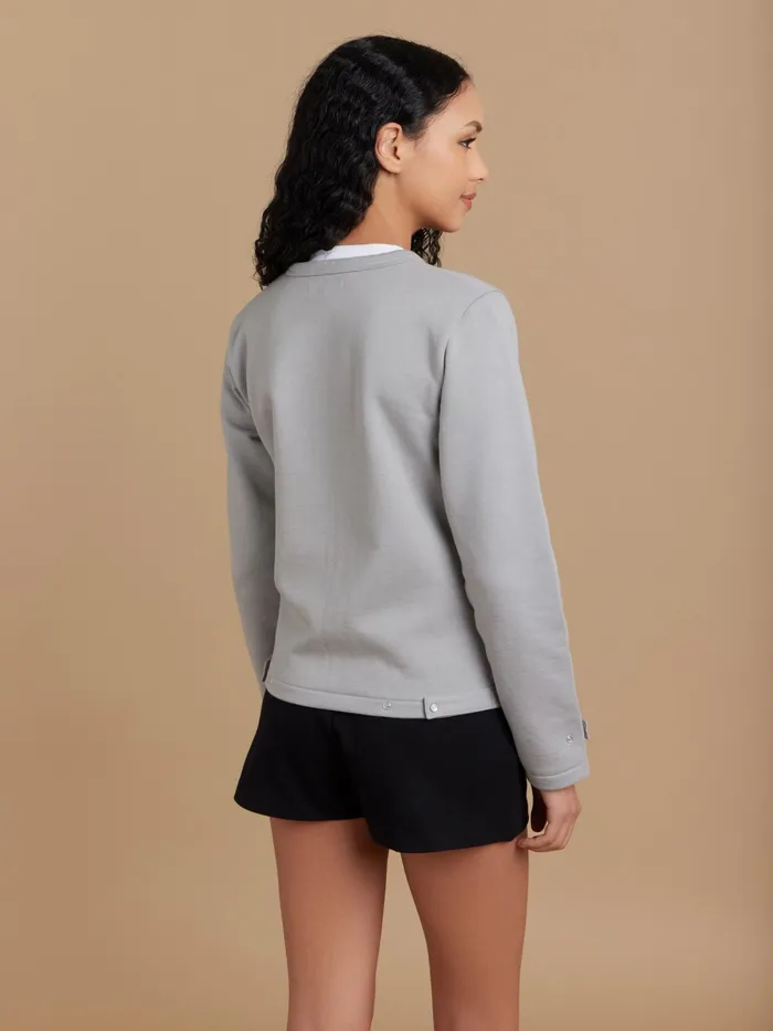Women Agns B Cardigans Grey Cotton Fleece Rosana Snap Cardigan