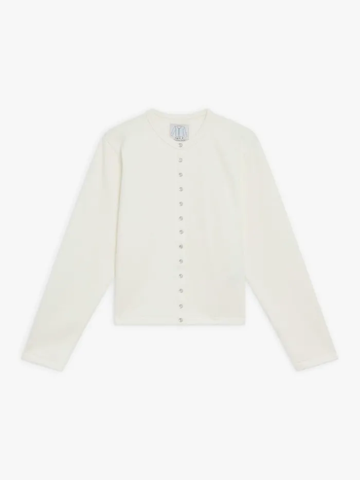 Women Agns B Cardigans Pearl Cotton Fleece Snap Cardigan