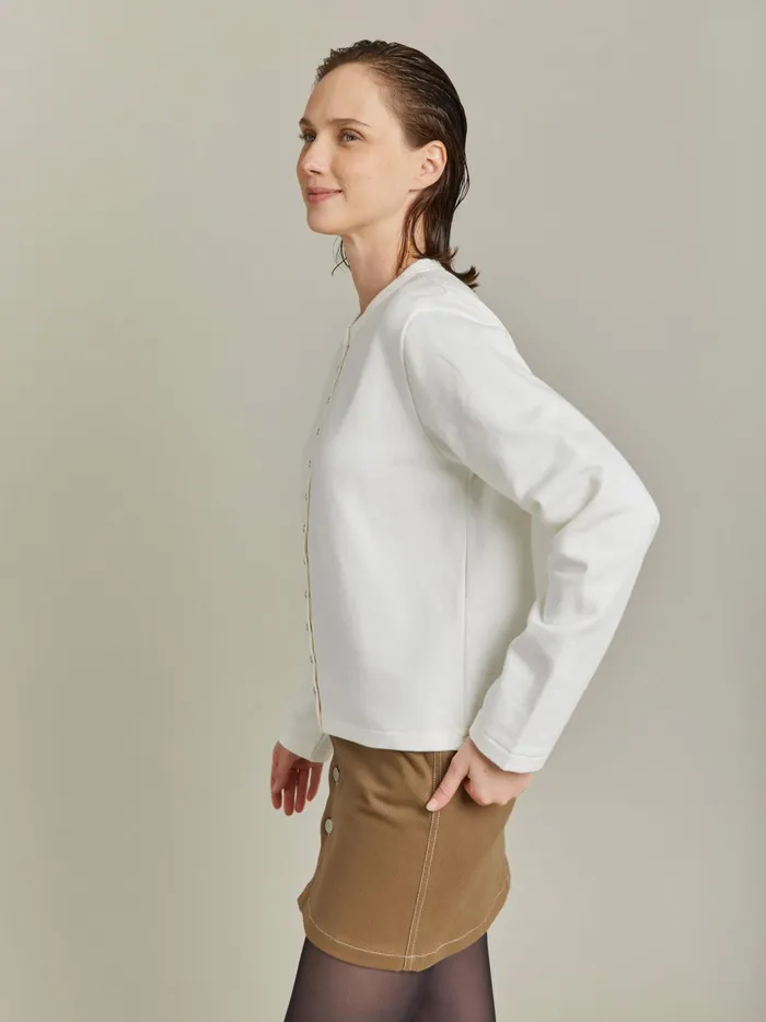 Women Agns B Cardigans Pearl Cotton Fleece Snap Cardigan