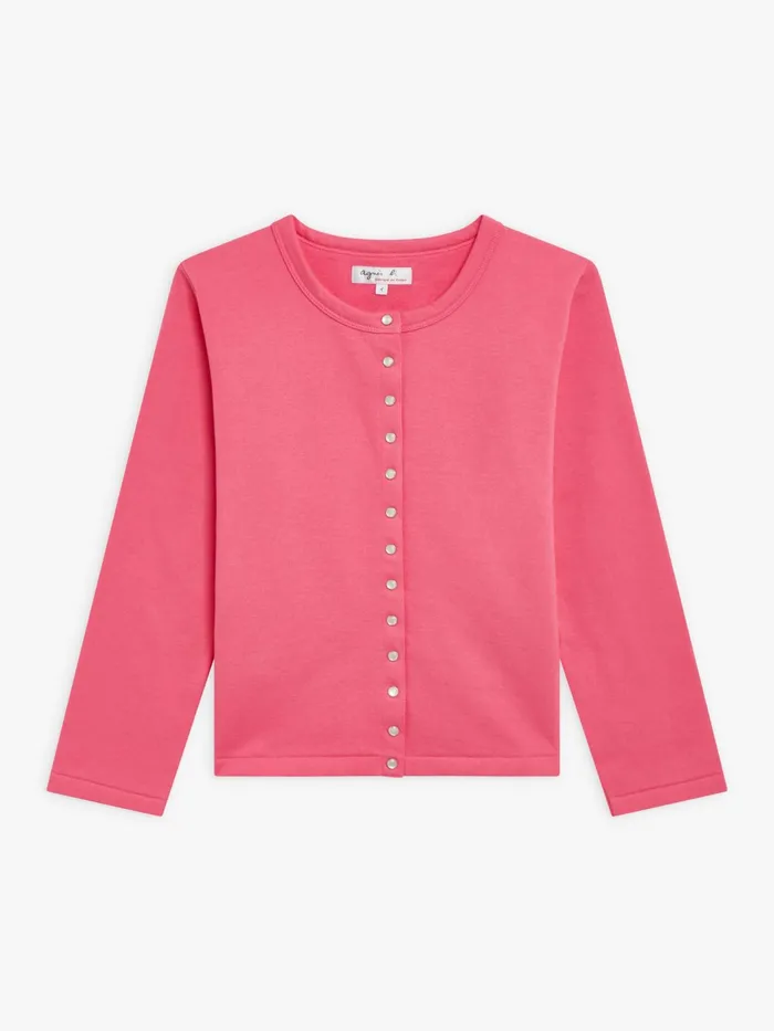 Women Agns B Cardigans Pink Cotton Fleece Le Petit Snap Cardigan