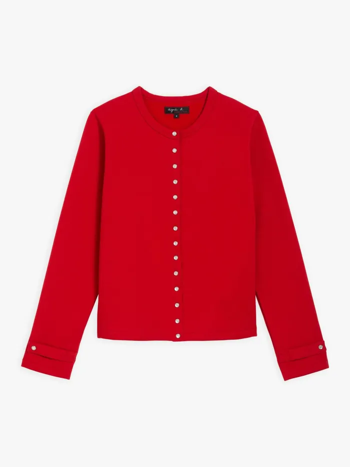 Women Agns B Cardigans Red Cotton Fleece Rosana Snap Cardigan