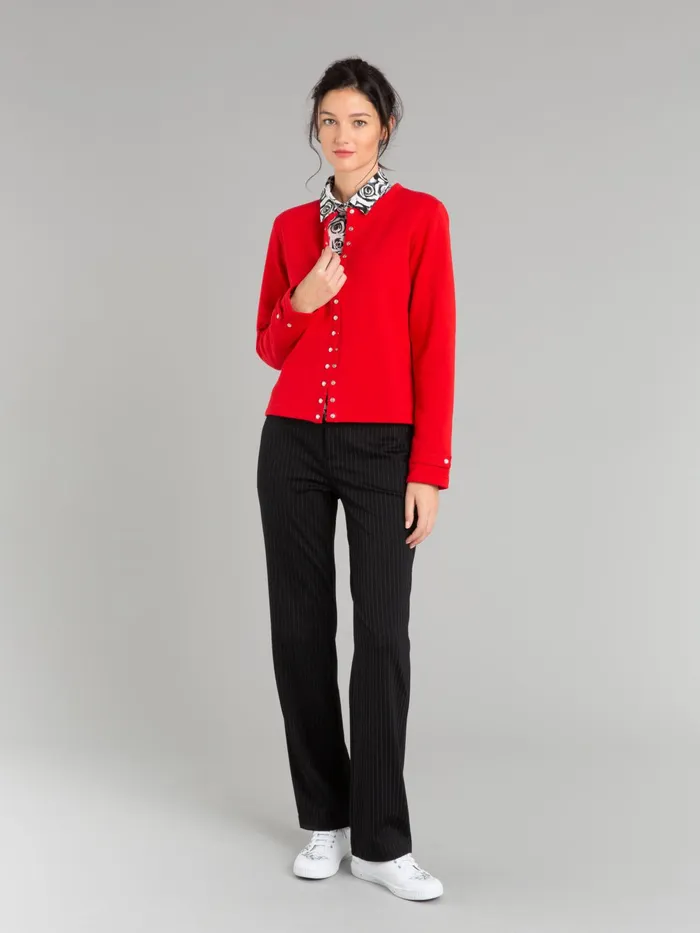 Women Agns B Cardigans Red Cotton Fleece Rosana Snap Cardigan