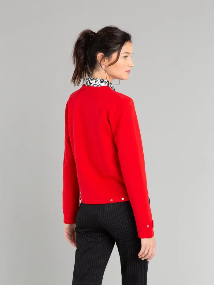Women Agns B Cardigans Red Cotton Fleece Rosana Snap Cardigan