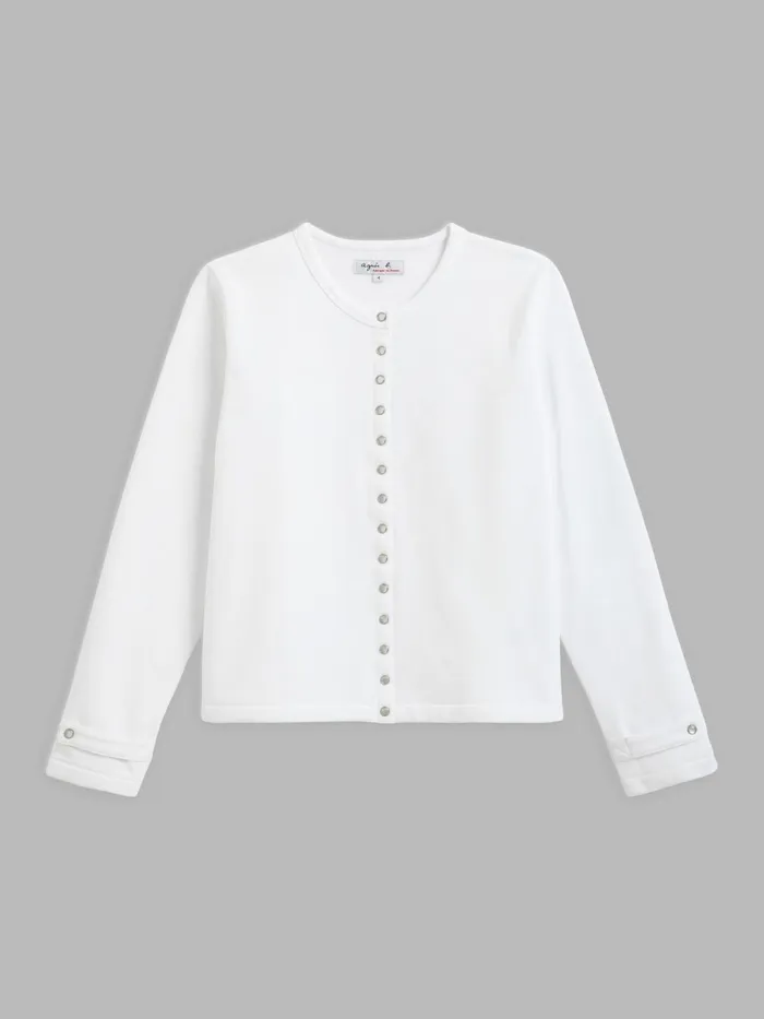Women Agns B Cardigans White Cotton Fleece Rosana Snap Cardigan
