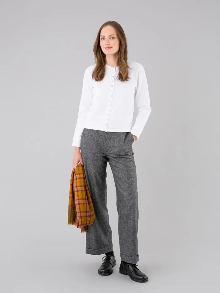 Women Agns B Cardigans White Cotton Fleece Rosana Snap Cardigan