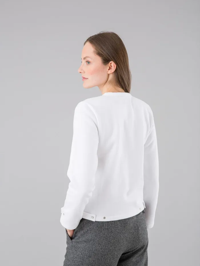 Women Agns B Cardigans White Cotton Fleece Rosana Snap Cardigan