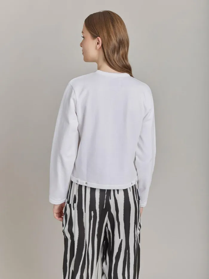 Women Agns B Cardigans White Cotton Fleece Snap Cardigan