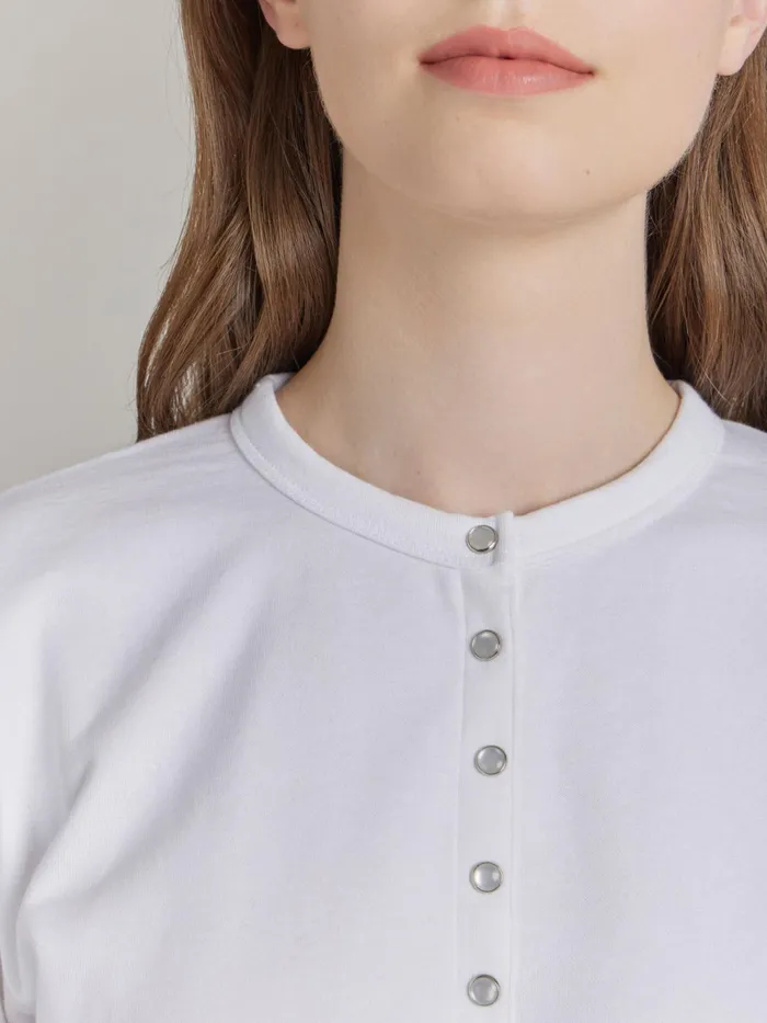 Women Agns B Cardigans White Cotton Fleece Snap Cardigan