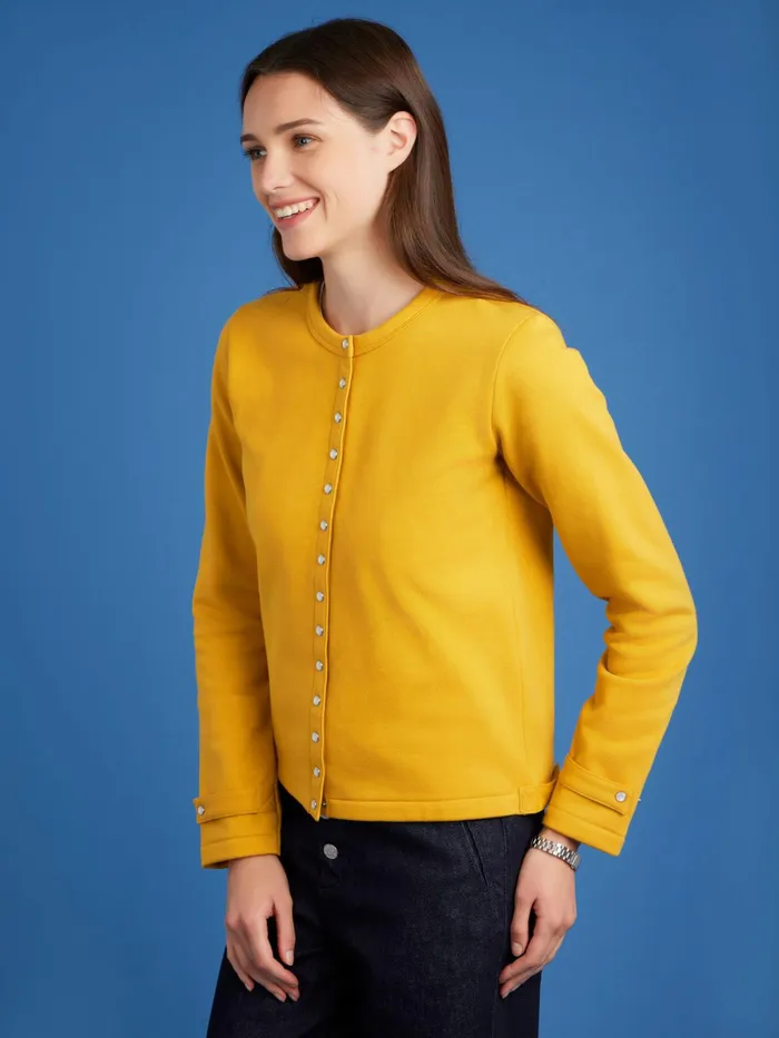 Women Agns B Cardigans Yellow Cotton Fleece Rosana Snap Cardigan