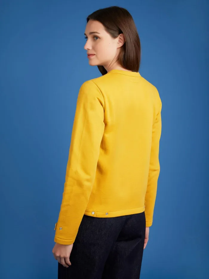 Women Agns B Cardigans Yellow Cotton Fleece Rosana Snap Cardigan