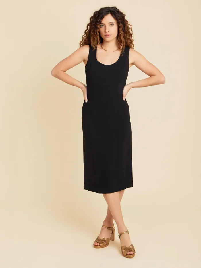 Women Agns B Dresses Black Sleeveless Belted Corbeille Dress