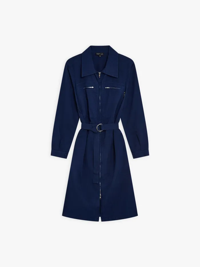 Women Agns B Dresses Blue Cotton Zip Dress