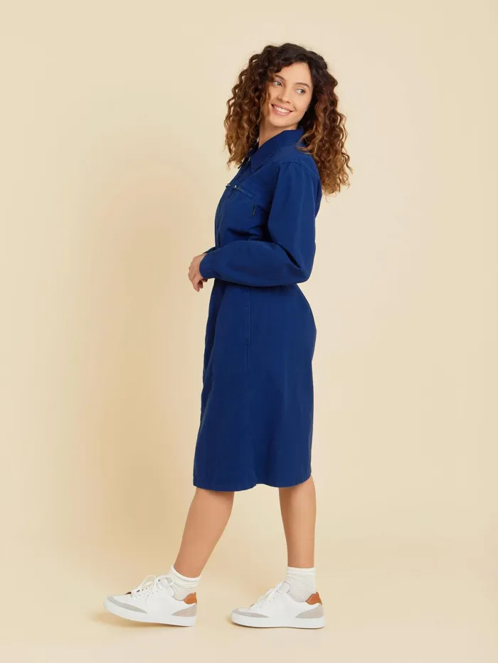 Women Agns B Dresses Blue Cotton Zip Dress