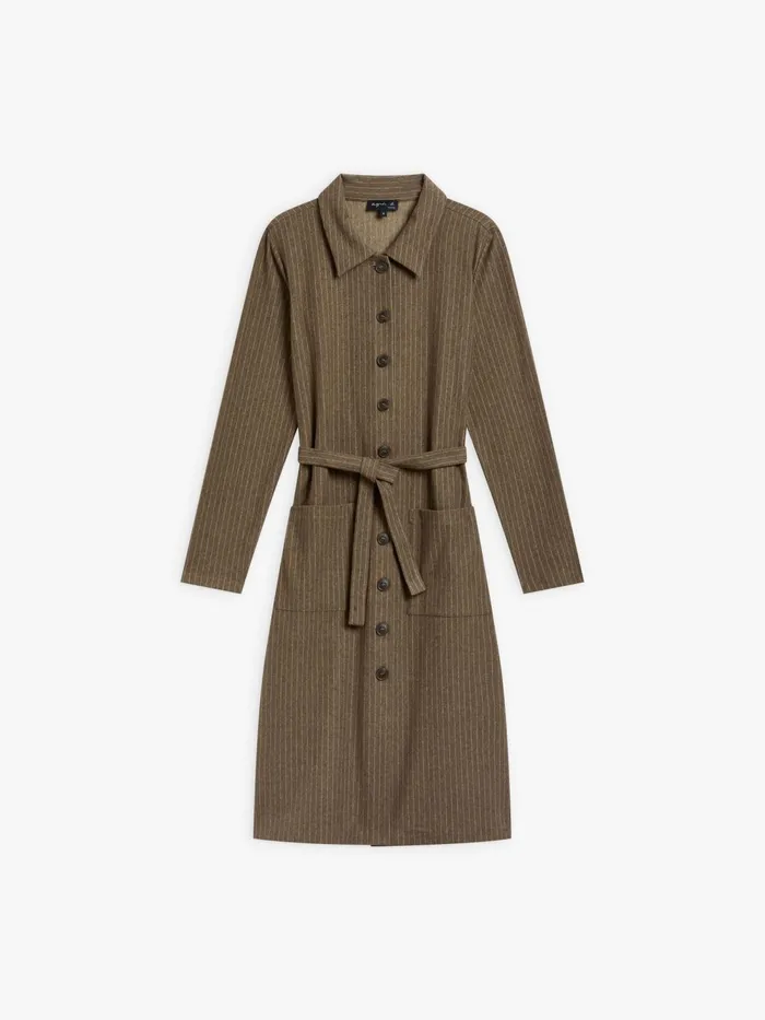 Women Agns B Dresses Brown Cotton Twill BB Dress