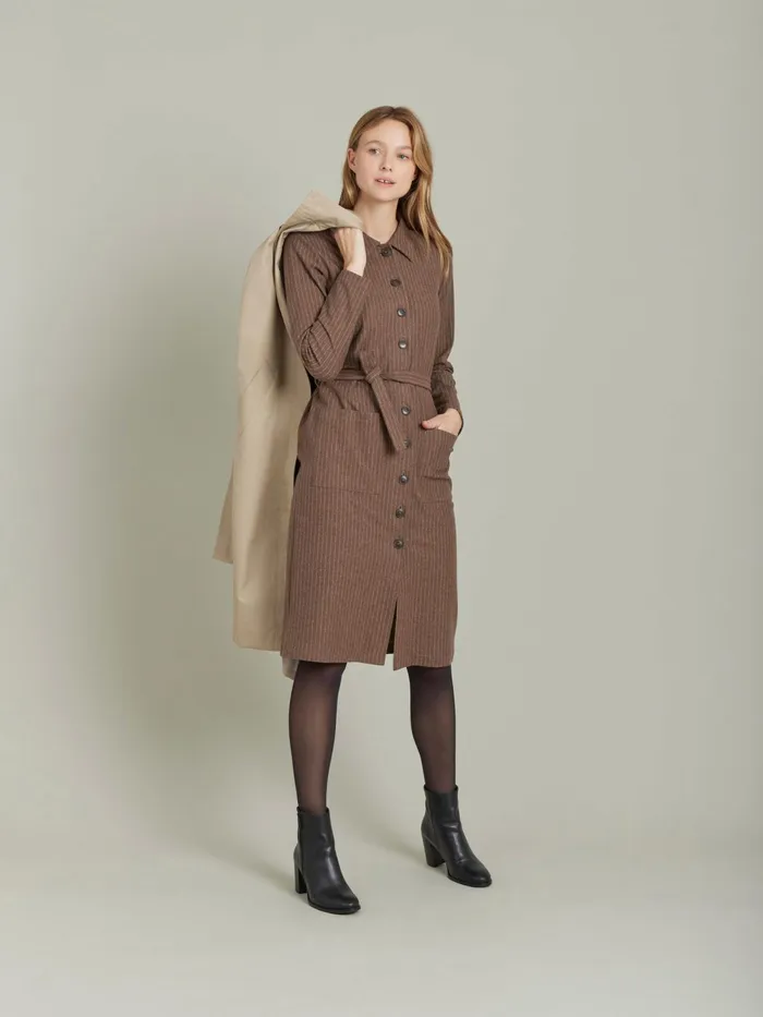 Women Agns B Dresses Brown Cotton Twill BB Dress