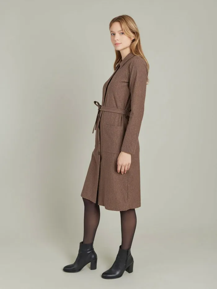 Women Agns B Dresses Brown Cotton Twill BB Dress