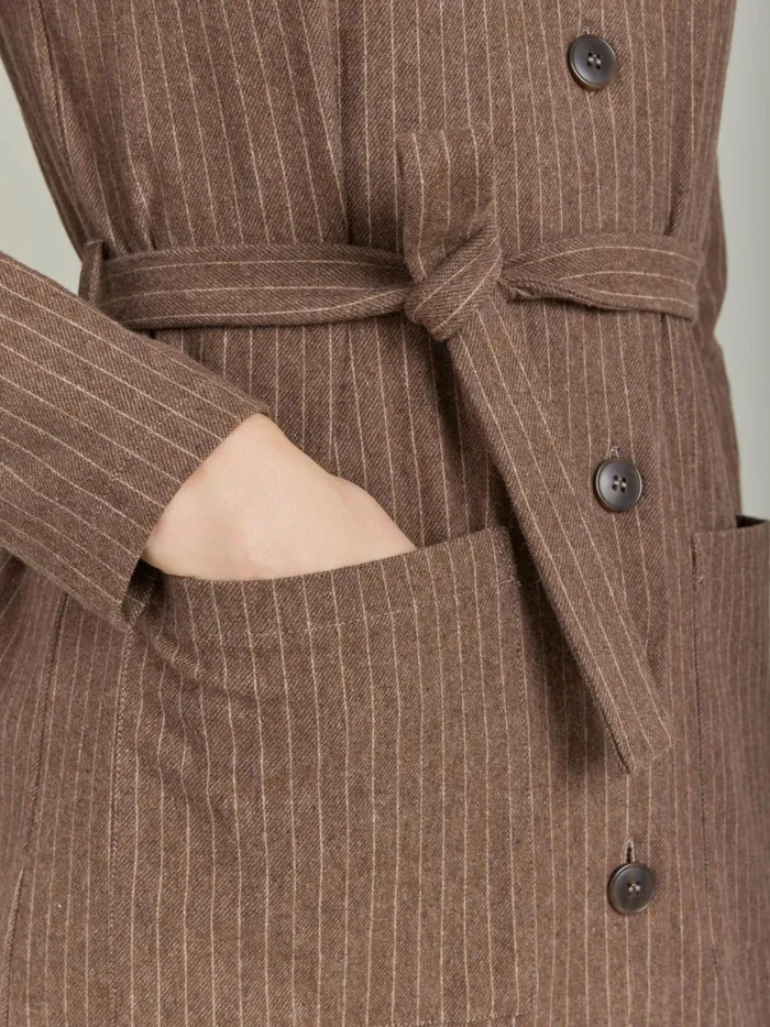 Women Agns B Dresses Brown Cotton Twill BB Dress