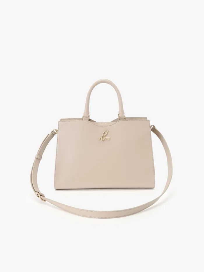 Women Agns B Handbags Beige Leather 034b034 Logo Zip Bag
