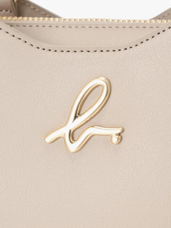 Women Agns B Handbags Beige Leather 034b034 Logo Zip Bag