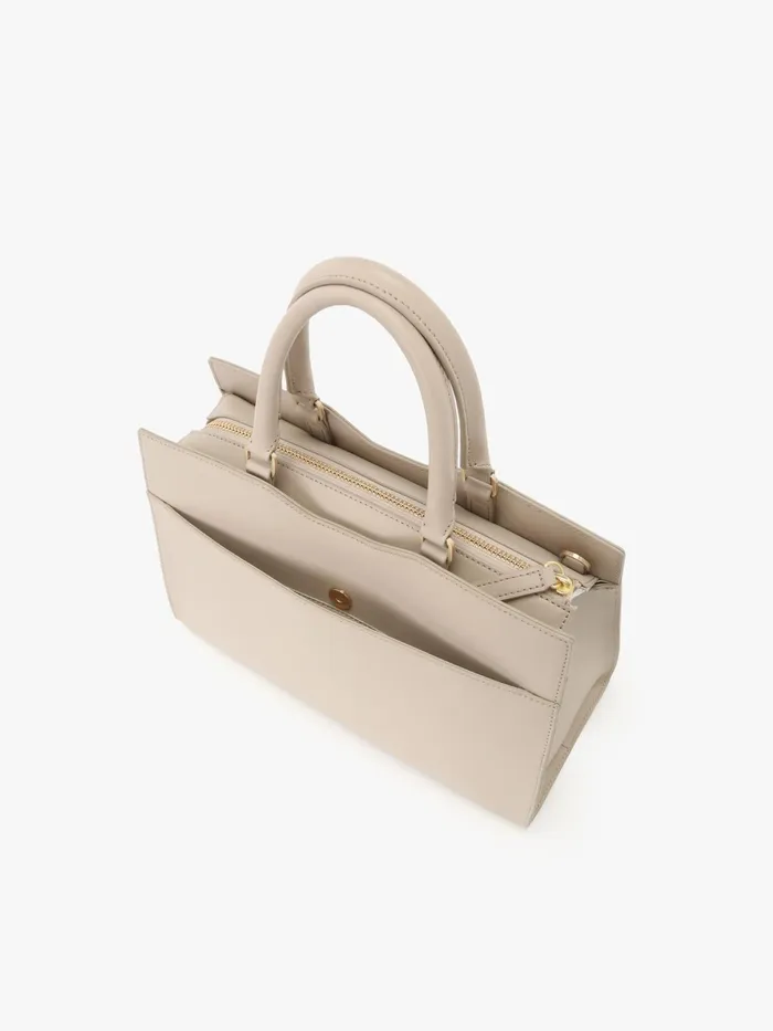 Women Agns B Handbags Beige Leather 034b034 Logo Zip Bag
