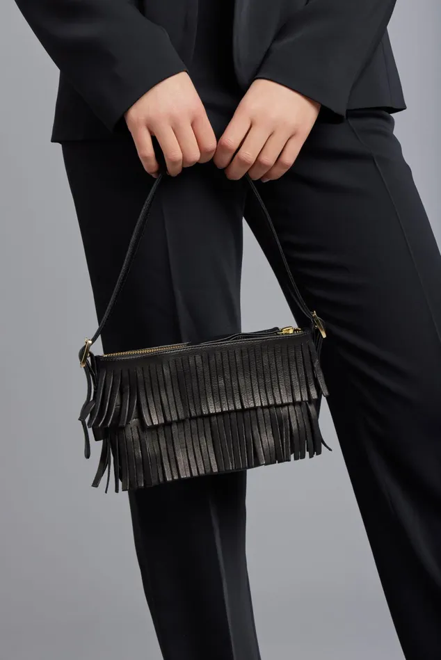 Women Agns B Handbags Black Leather Carmen Clutch