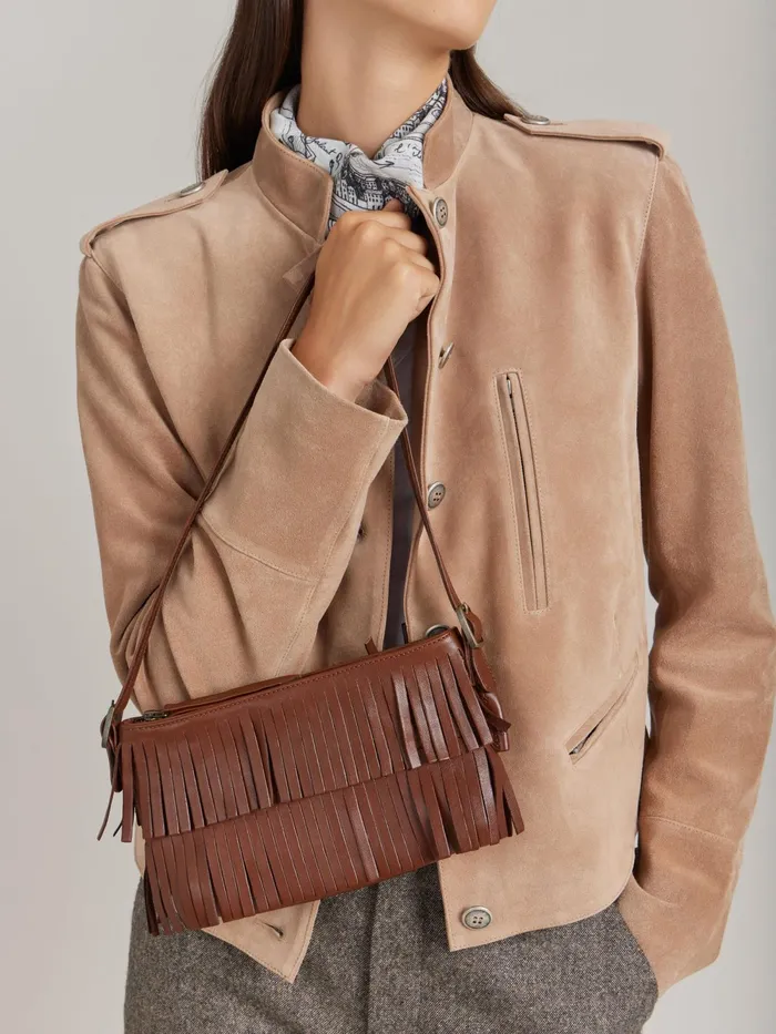 Women Agns B Handbags Brown Leather Carmen Clutch