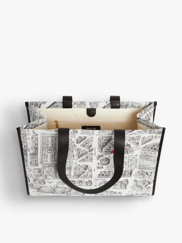 Women Agns B Handbags White Cotton And Leather 034map Of Paris034 Screen Print Bag