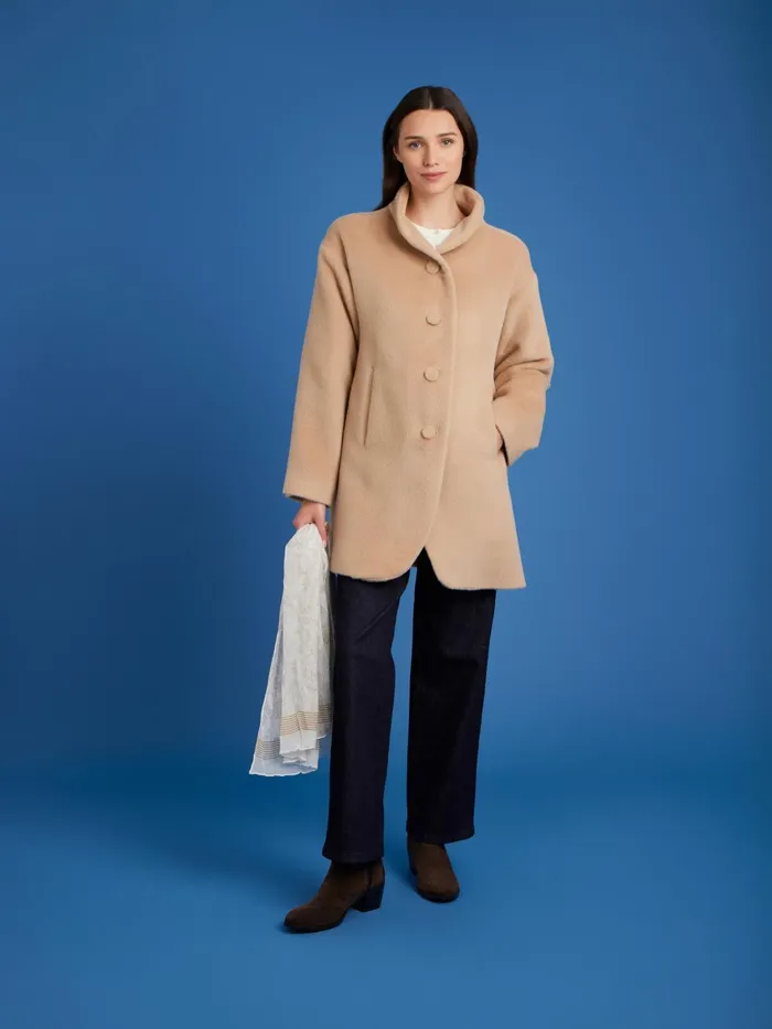 Women Agns B Jackets and Coats Beige Alpaca And Wool Germain Coat