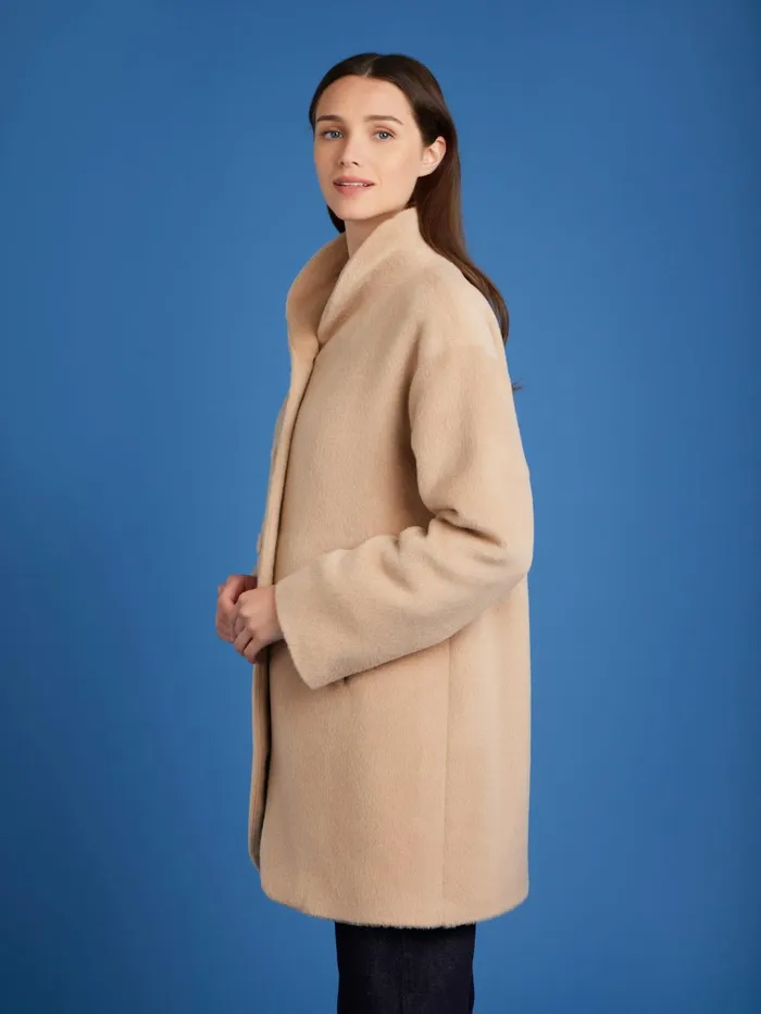 Women Agns B Jackets and Coats Beige Alpaca And Wool Germain Coat