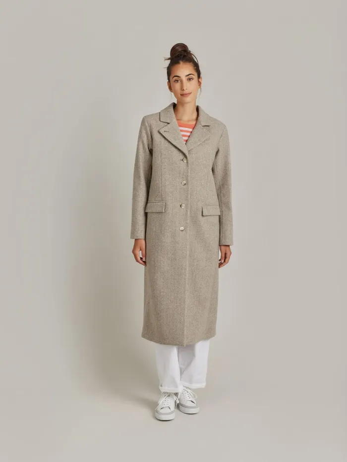Women Agns B Jackets and Coats Beige Natural Wool Coat