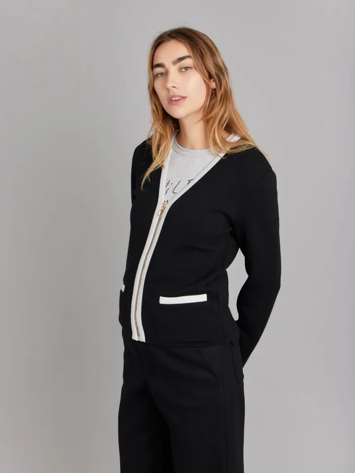 Women Agns B Jackets and Coats Black And White Merino Wool Oppo Jacket
